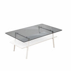 Table basse rectangulaire en verre, multicolore, à 2 niveaux