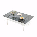 Table basse rectangulaire en verre, multicolore, à 2 niveaux