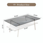 Table basse rectangulaire en verre, multicolore, à 2 niveaux