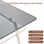 Table basse rectangulaire en verre, multicolore, à 2 niveaux