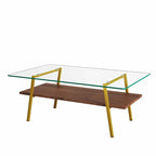 Table basse rectangulaire en verre, multicolore, à 2 niveaux