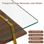 Table basse rectangulaire en verre, multicolore, à 2 niveaux