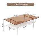 Table basse rectangulaire en verre, multicolore, à 2 niveaux