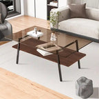 Table basse rectangulaire en verre, multicolore, à 2 niveaux