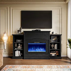 Meuble TV avec cheminée électrique moderne blanc/noir avec manteau, utilisation pour chambre individuelle