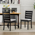 Chaise de salle à manger sans accoudoirs, dossier échelle, noir/noyer, lot de 2