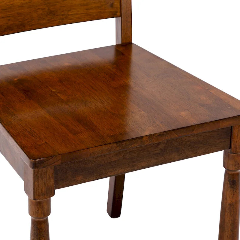 Chaise de salle à manger sans accoudoirs, dossier échelle, noir/noyer, lot de 2