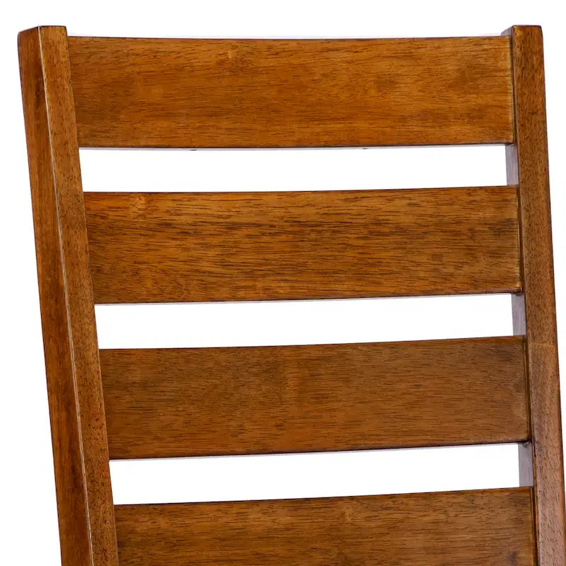 Chaise de salle à manger sans accoudoirs, dossier échelle, noir/noyer, lot de 2