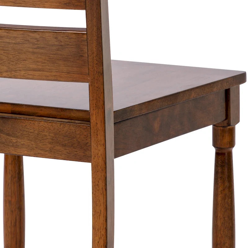 Chaise de salle à manger sans accoudoirs, dossier échelle, noir/noyer, lot de 2