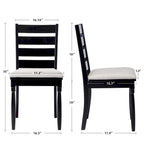 Chaise de salle à manger sans accoudoirs, dossier échelle, noir/noyer, lot de 2