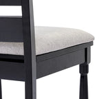 Chaise de salle à manger sans accoudoirs, dossier échelle, noir/noyer, lot de 2