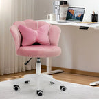 Chaise de bureau pivotante en velours rose / blanc / gris / noir avec coussin lombaire, dossier fleuri, individuelle