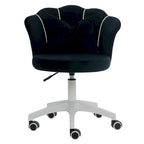 Chaise de bureau pivotante en velours rose / blanc / gris / noir avec coussin lombaire, dossier fleuri, individuelle