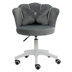 Chaise de bureau pivotante en velours rose / blanc / gris / noir avec coussin lombaire, dossier fleuri, individuelle
