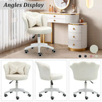 Chaise de bureau pivotante en velours rose / blanc / gris / noir avec coussin lombaire, dossier fleuri, individuelle