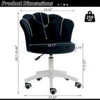 Chaise de bureau pivotante en velours rose / blanc / gris / noir avec coussin lombaire, dossier fleuri, individuelle