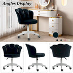 Chaise de bureau pivotante en velours rose / blanc / gris / noir avec coussin lombaire, dossier fleuri, individuelle