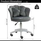 Chaise de bureau pivotante en velours rose / blanc / gris / noir avec coussin lombaire, dossier fleuri, individuelle