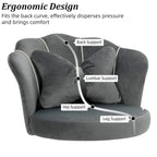 Chaise de bureau pivotante en velours rose / blanc / gris / noir avec coussin lombaire, dossier fleuri, individuelle