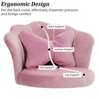 Chaise de bureau pivotante en velours rose / blanc / gris / noir avec coussin lombaire, dossier fleuri, individuelle