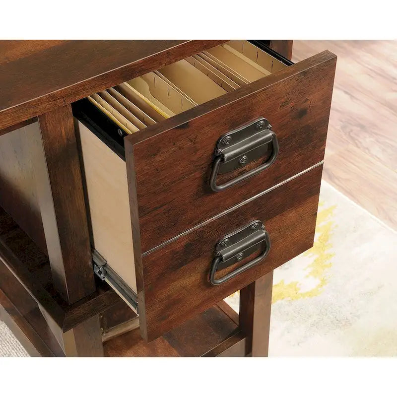 Bureau d'écriture en chêne Glacier avec tiroirs et étagères, 1 personne