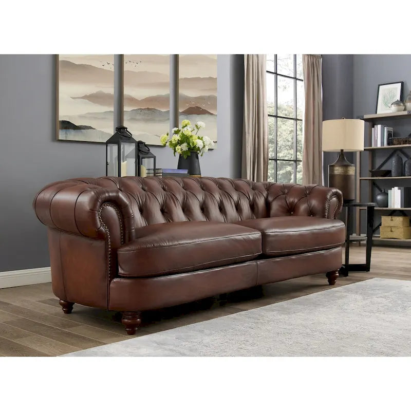 Canapé 3 places Chesterfield marron caramel