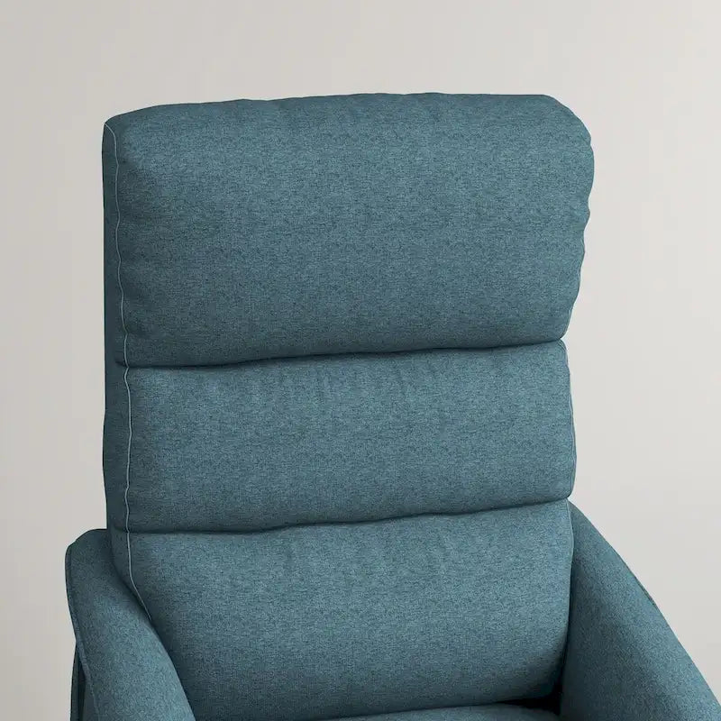 Fauteuil inclinable électrique relevable en tissu beige/bleu pour 1 personne avec télécommande
