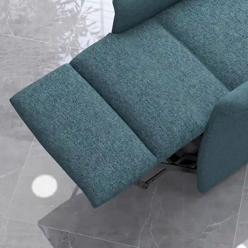 Fauteuil inclinable électrique relevable en tissu beige/bleu pour 1 personne avec télécommande