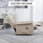 Fauteuil inclinable électrique relevable en tissu beige/bleu pour 1 personne avec télécommande