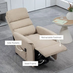 Fauteuil inclinable électrique relevable en tissu beige/bleu pour 1 personne avec télécommande