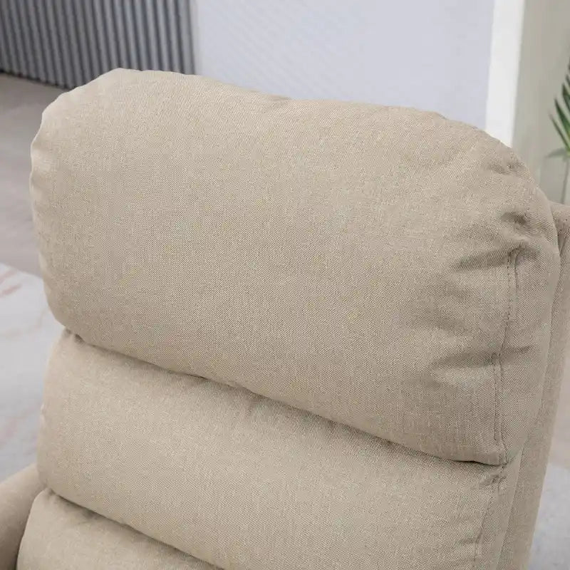 Fauteuil inclinable électrique relevable en tissu beige/bleu pour 1 personne avec télécommande