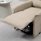 Fauteuil inclinable électrique relevable en tissu beige/bleu pour 1 personne avec télécommande
