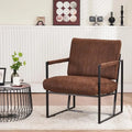 Fauteuil d'appoint rembourré à rayures marron/noir/bleu-gris, une place, intérieur et extérieur