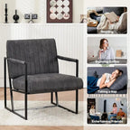 Fauteuil d'appoint rembourré à rayures marron/noir/bleu-gris, une place, intérieur et extérieur