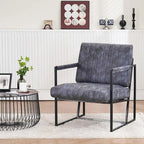 Fauteuil d'appoint rembourré à rayures marron/noir/bleu-gris, une place, intérieur et extérieur