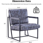 Fauteuil d'appoint rembourré à rayures marron/noir/bleu-gris, une place, intérieur et extérieur
