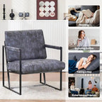 Fauteuil d'appoint rembourré à rayures marron/noir/bleu-gris, une place, intérieur et extérieur
