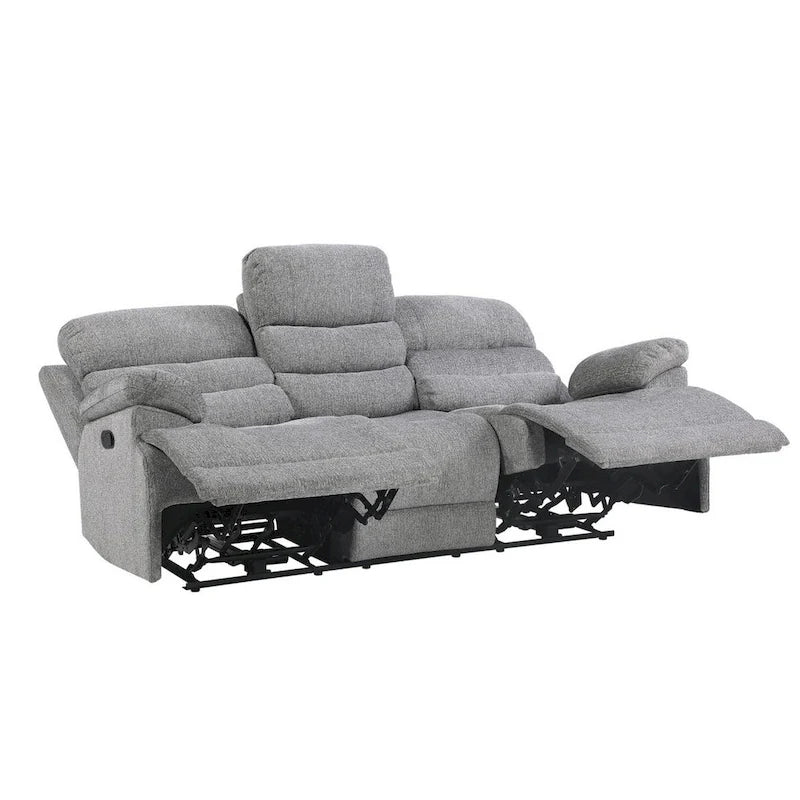 Canapé inclinable manuel double 2 places en chenille grise