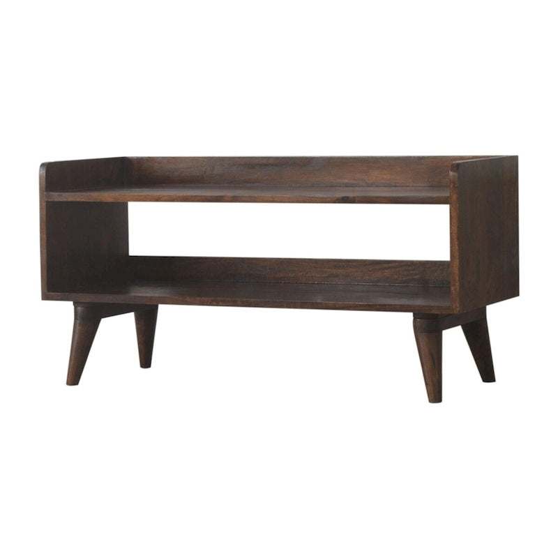 Banc de rangement pour chaussures, style nordique, en noyer, une place