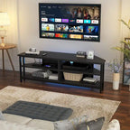Meuble TV d'angle marron rustique / noir / chêne gris avec prise de courant, pour 1 téléviseur jusqu'à 60 po