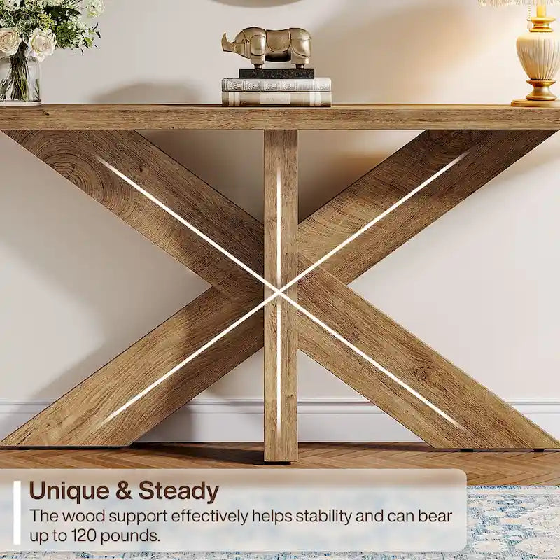 Console de table en bois 180 cm grain de bois marron, simple