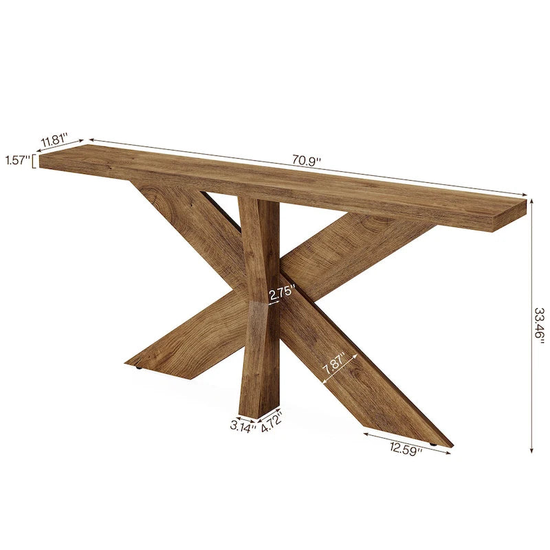 Console de table en bois 180 cm grain de bois marron, simple