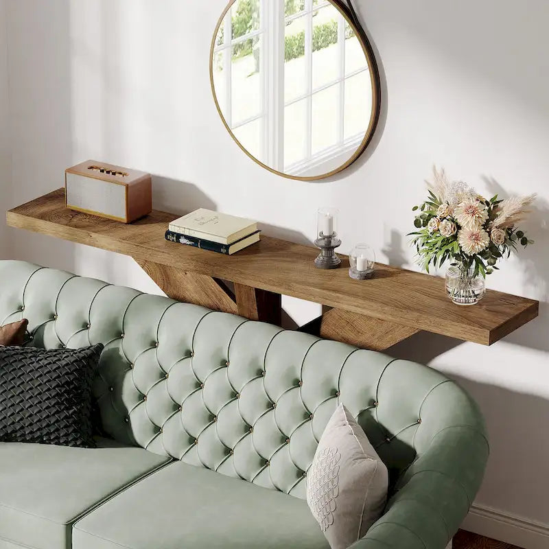 Console de table en bois 180 cm grain de bois marron, simple