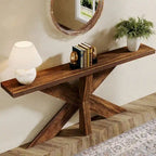 Console de table en bois 180 cm grain de bois marron, simple