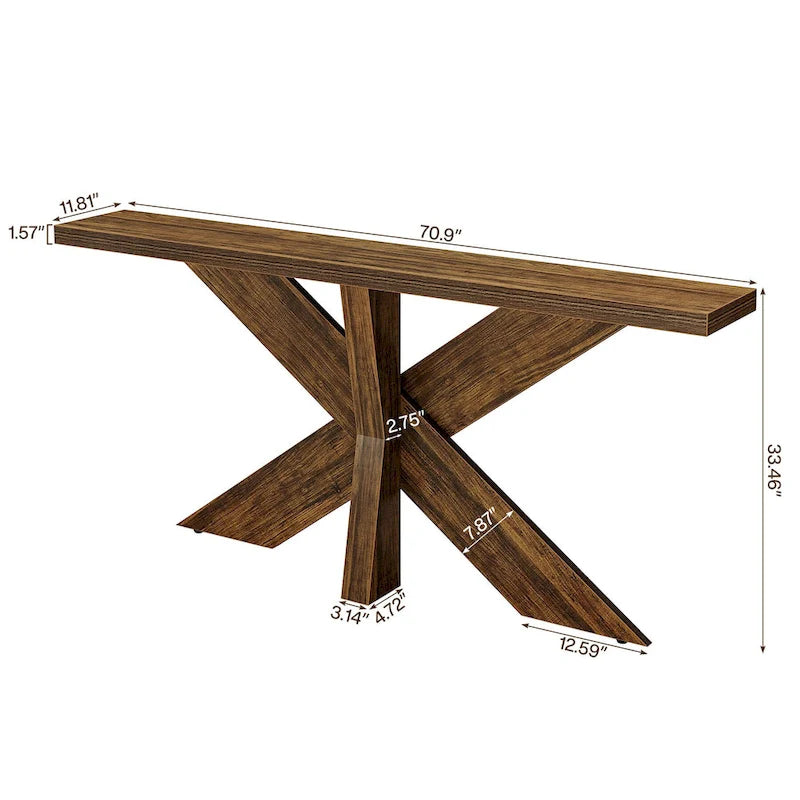 Console de table en bois 180 cm grain de bois marron, simple