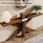 Console de table en bois 180 cm grain de bois marron, simple
