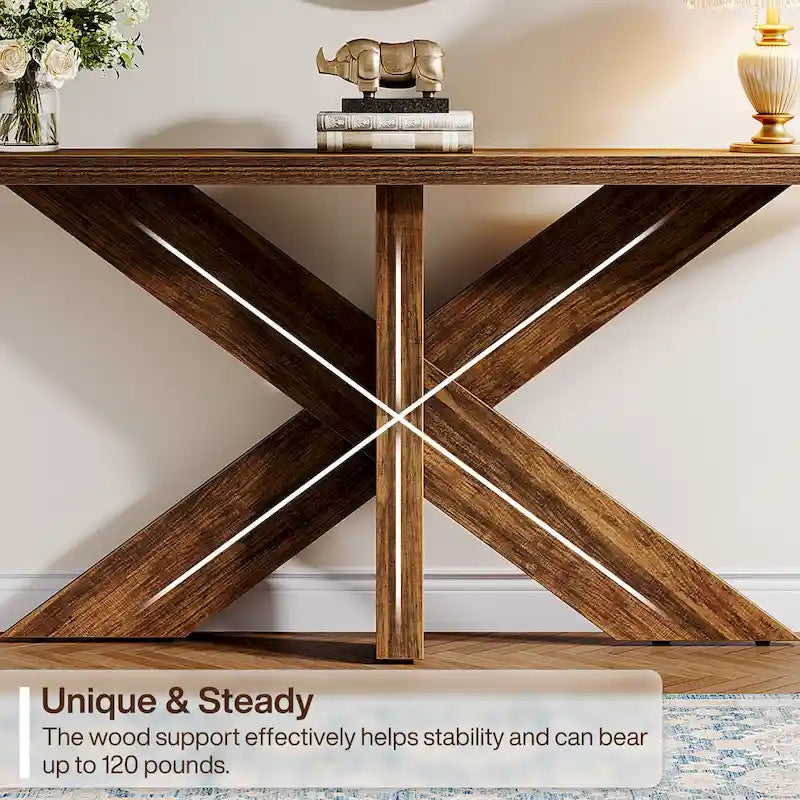 Console de table en bois 180 cm grain de bois marron, simple