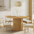 Table à manger ronde marron avec pied central pour 4 personnes