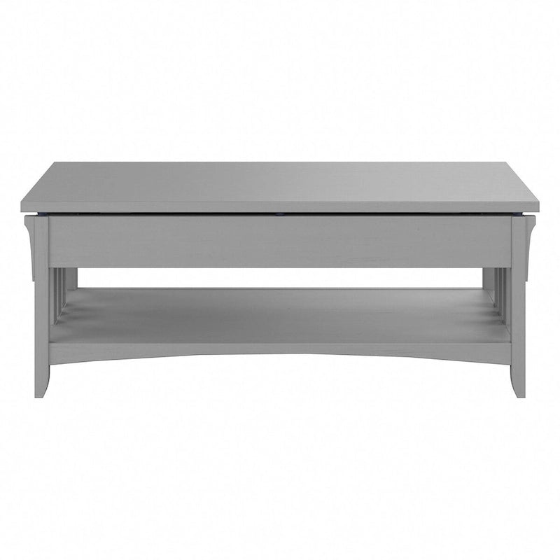 Table basse à plateau relevable avec rangement, blanc antique / gris Cape Cod, simple
