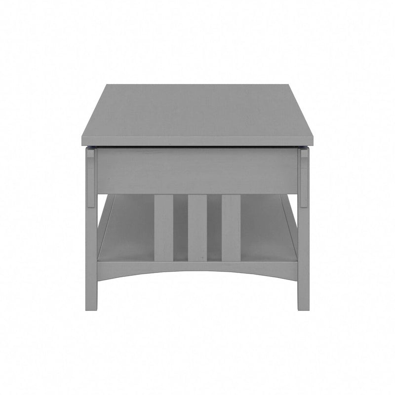 Table basse à plateau relevable avec rangement, blanc antique / gris Cape Cod, simple